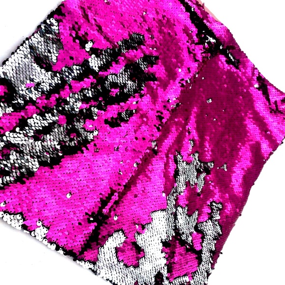 Throw Pillow Case Cover 15x15 inches Sequin Home decor Pink Silver Zipper - Picture 6 of 6